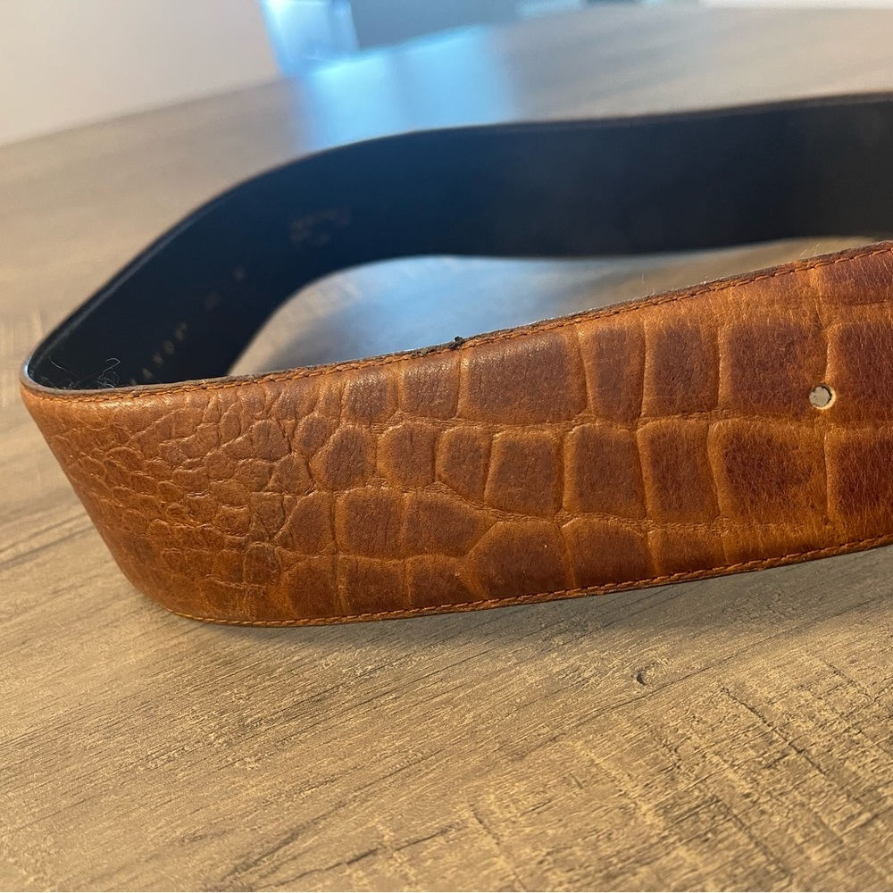 Vintage Field Manor Genuine Alligator Slightly Distressed Leather Belt Size M - Picture 2 of 7